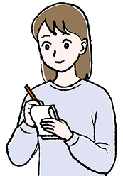 メモを取る女性の絵