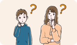 小学生くらいの男の子と10〜20代女性が神経線維腫症1型がどのような病気か分からず首をかしげている様子