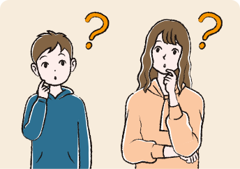 小学生くらいの男の子と10〜20代女性が神経線維腫症1型がどのような病気か分からず首をかしげている様子