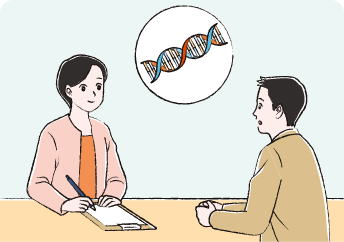 遺伝子カウンセリングを受けるNF1患者さんと遺伝子カウンセラーのイメージ
