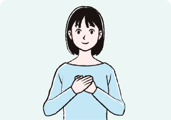 NF1患者さんの女性が胸に手を当てて正面を向いているイメージ