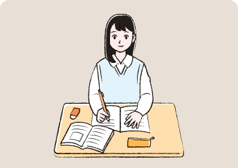 20代女性のNF1患者さんが机に向かって勉強しているイメージ