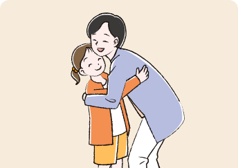 NF1患者さんの女の子を抱きしめるお母さんのイメージ