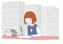 図書館で勉強する美咲さん