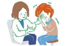 子どもたちの確定診断を聞き、泣き崩れる真由美さんと励ます女性医師