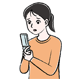 携帯で検索をする大河内愛美さんの絵