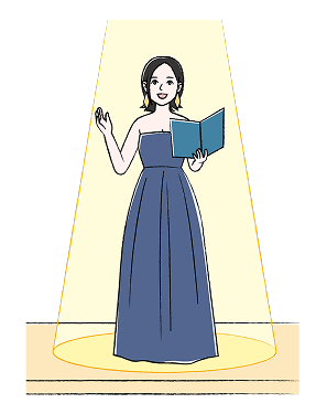 スピーチをする大河内愛美さんの絵
